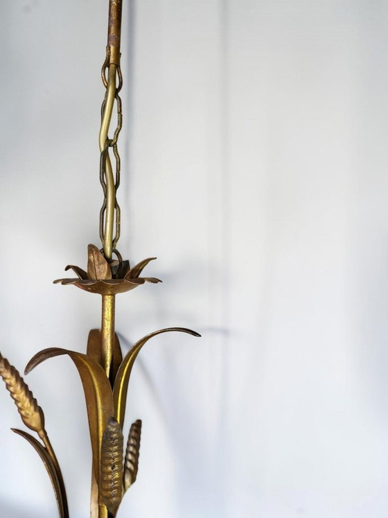Image 1 of Lámpara de araña de metal dorado estilo Hollywood Regency, Hans Kögl, década de 1970.