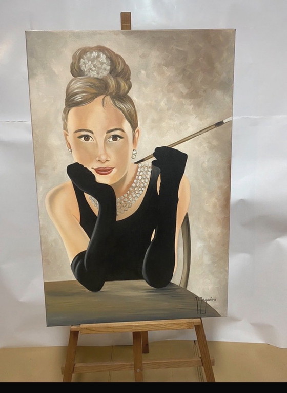 Image 1 of Stunning Audrey Hepburn "Breakfast at Tiffany's" Inspired Painting