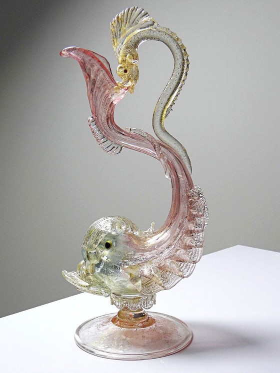 Dolfijn Aiguière van Antonio Salviati in Murano glas, 19e eeuw – Glaskunst (photo 6 of 15)