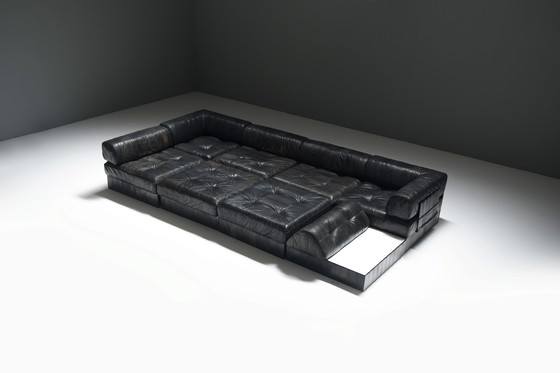 Image 1 of Stunning Vintage DS-88 Sofa in Black Leather by Team De Sede for De Sede Swiss