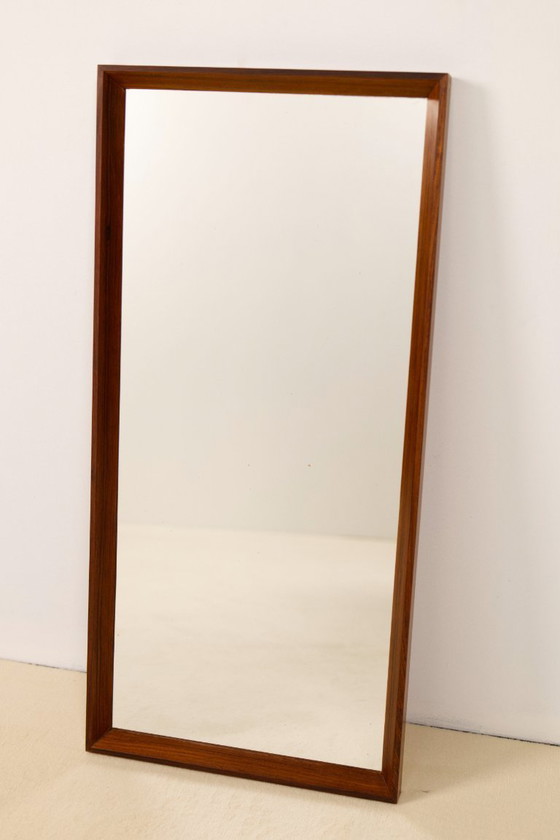 Image 1 of Rosewood mirror with brass pins, AM spejle Denmark, 1960's