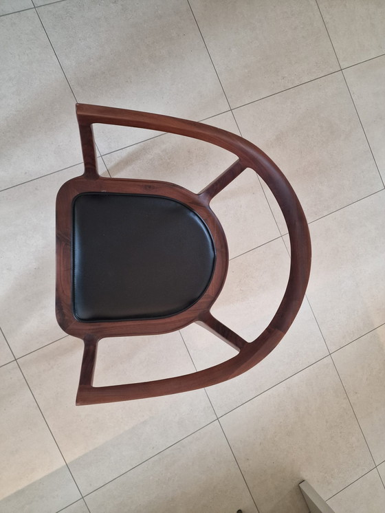 Image 1 of Walnut Chairs With Leather Seat, 6X