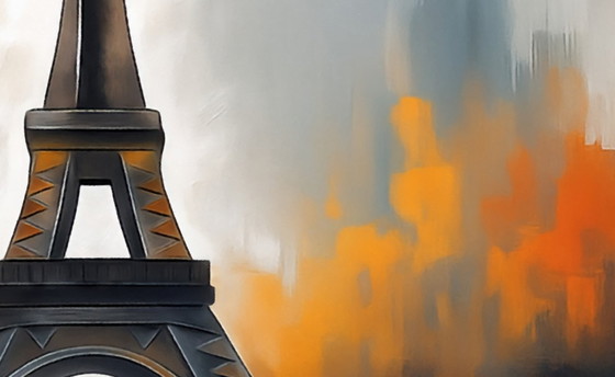 Image 1 of Tela astratta "Torre Eiffel" / Arte astratta / Decorazione murale (75 x 50 cm)