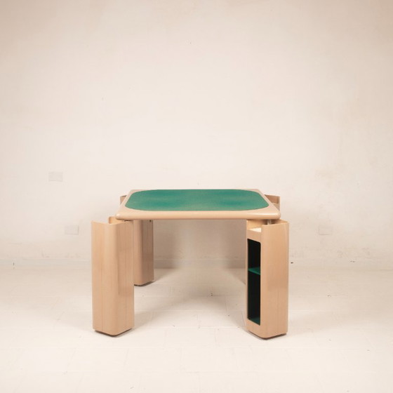 Pierluigi Molinari Lacquered Wood and Green Felt Game Table for Pozzi 1970, Dining tables, Beige (photo 3 of 21)