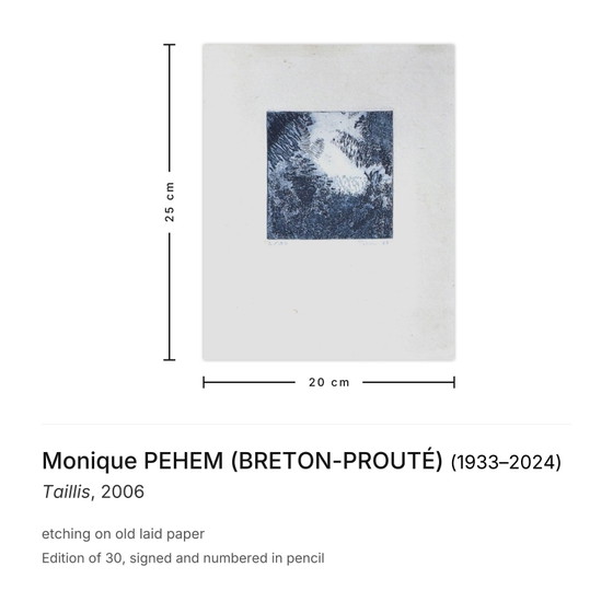 Image 1 of Monique PEHEM (BRETON-PROUTÉ) Taillis Grabado firmado 2006