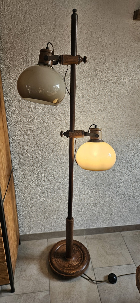 Image 1 of Lampadaire vintage en bois Herda en forme de champignon