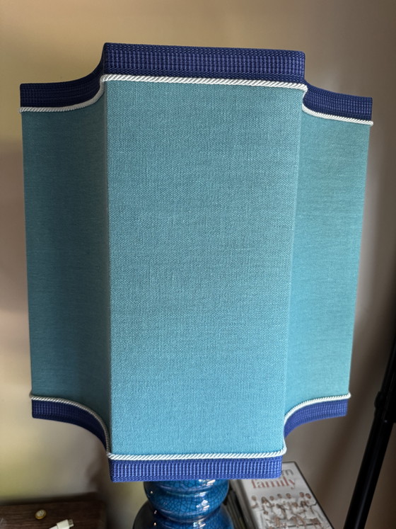 Image 1 of Lampada da tavolo vintage in ceramica blu