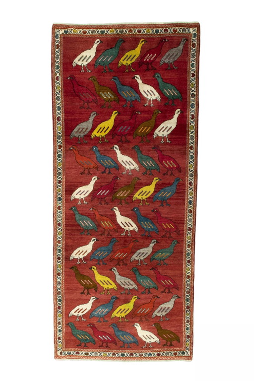 Alfombra nómada Gabbeh anudada a mano - 296 x 127 cm
