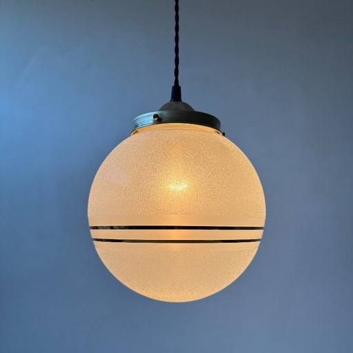 PAIRE D’ANCIENNES SUSPENSIONS VERRE GRANITE XL VINTAGE