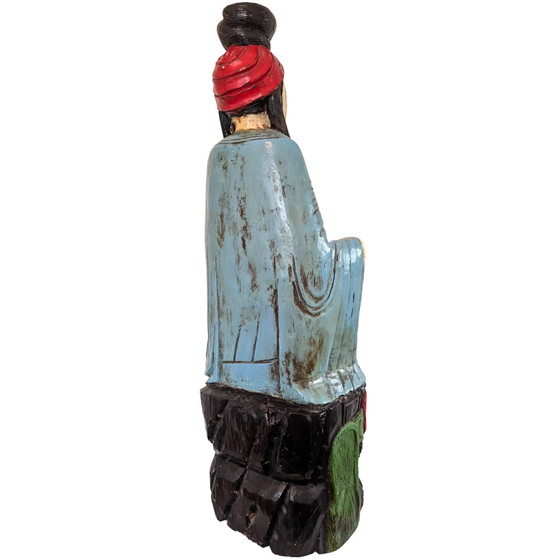 Guanyin chinoise antique (88 cm) – Bois de camphre sculpté à la main Dynastie Qing – Sculptures, Aziatisch (photo 4 of 10)