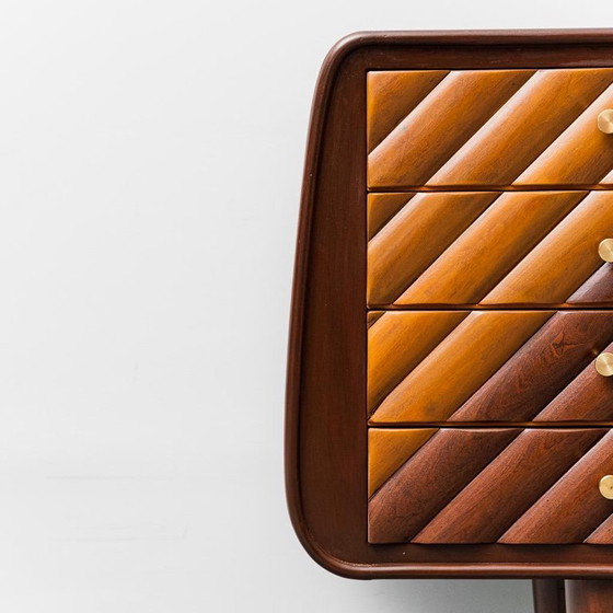 Image 1 of CREDENZA VINTAGE IN LEGNO CON DETTAGLI IN OTTONE DEGLI ANNI '60, ANTIQUARIATO MODERNO