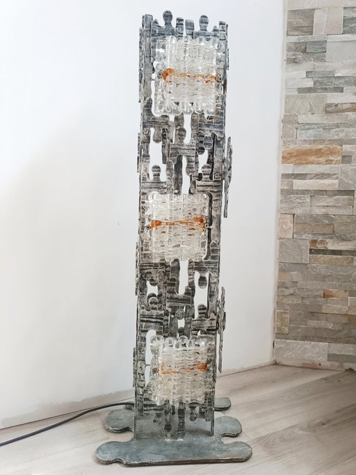 Spectacular brutalist lamppost by Albano Poli for Poliarte, 1970s