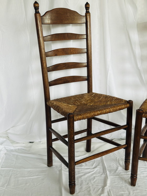 Image 1 of 2 wicker dining chairs wood vintage Japandi Wabi Sabi