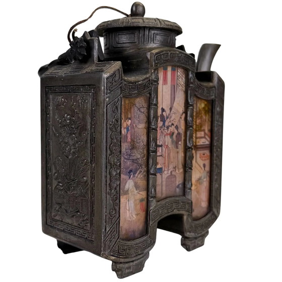 Antique Chinese Pewter Tea Set with Court Ladies & Symbolic Plum Blossom – Yan Yongli – Circa 1920 | (photo 8 of 10)