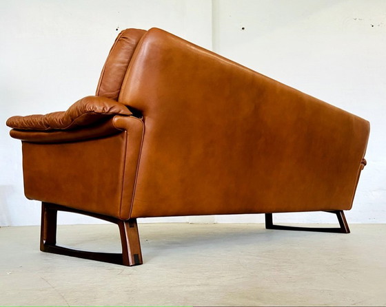 Image 1 of VINTAGE DANISH SVEND SKIPPER 3 PERSON SOFA IN COGNAC LEATHER 1970,s