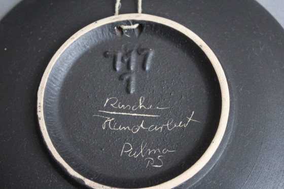 Image 1 of RUSCHA wall plate, sailboats, hand-painted ceramic, mid-century 1950s/60s