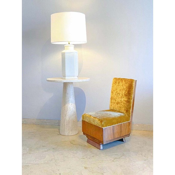 Image 1 of Vintage white lacquered ceramic table lamp, Italy 1970