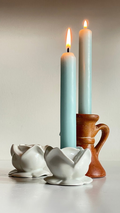 Portavelas Vintage de Porcelana y Gres