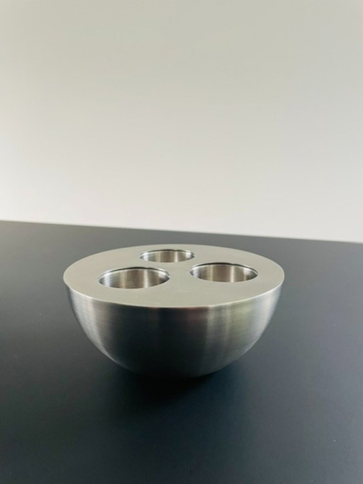 Bougeoir minimaliste en acier inoxydable pour 3 bougies chauffe-plat