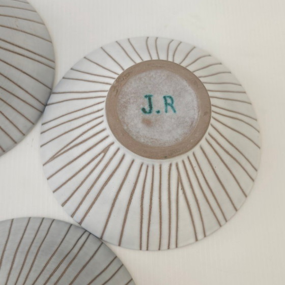 Image 1 of SET VAN 4 VINTAGE KERAMISCHE KOMMEN UIT 1950 VAN JACQUES INNOCENTI RIVIER, ROCKABILLY UIT DE JAREN 50