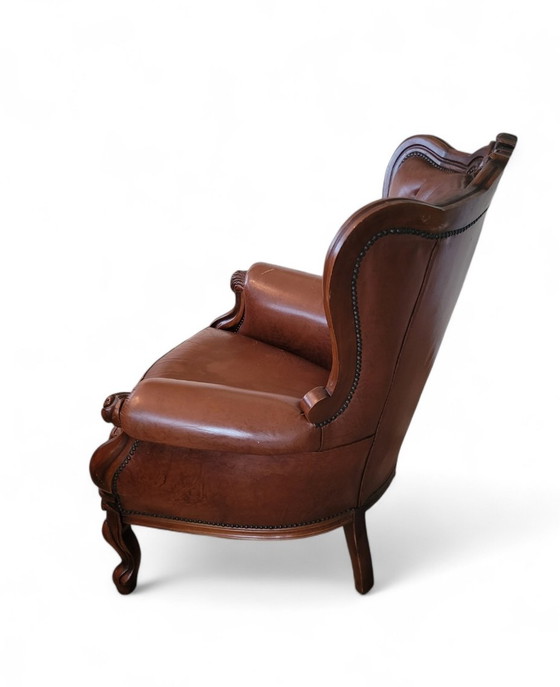 Image 1 of Vintage Chesterfield Wingchair Rococo Stijl