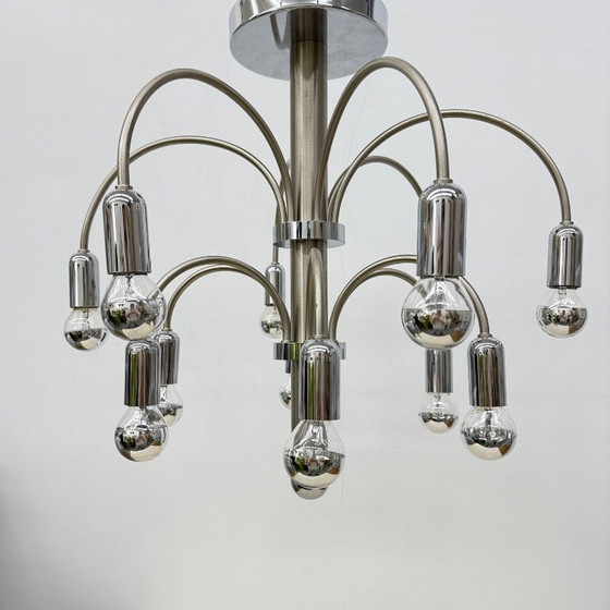 Image 1 of Lampada da soffitto vintage in ottone cromato di Sciolari, anni '70