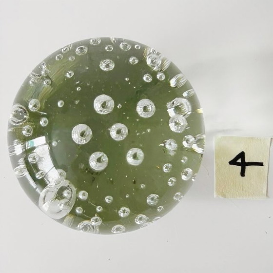 Image 1 of Fermacarte sferico vintage con bolle di cristallo trasparenti da 5,5 cm