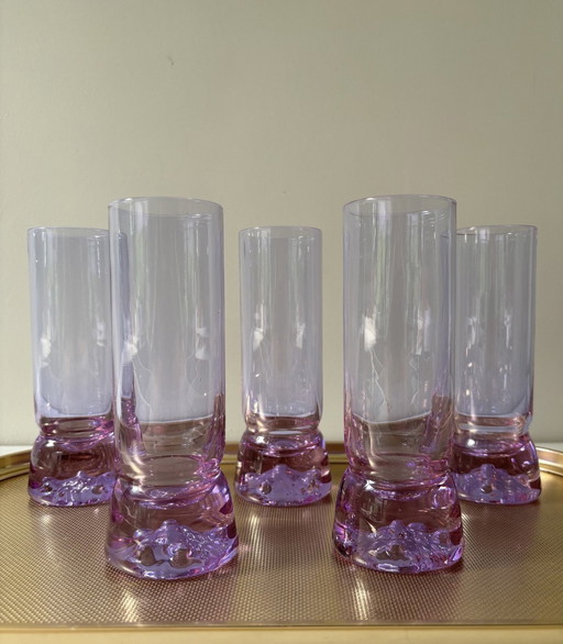 5x Alexandrite glazen, verkleuren bij licht.