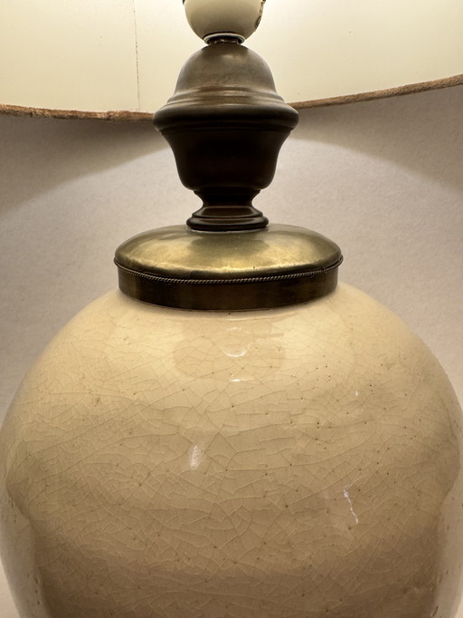 Vintage table lamp by Hala Zeist - ceramic & velvet shade (ca. 1960s)
