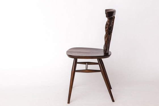 Image 1 of Set of 6 Mid-Century Elm Dining Chairs by Ercol – Vintage English Chairs, 1960s