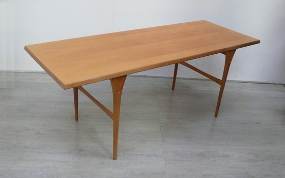 Image 1 of 60s mesa de centro de madera maciza de cerezo V-piernas Mid Century Modern elegante delgado