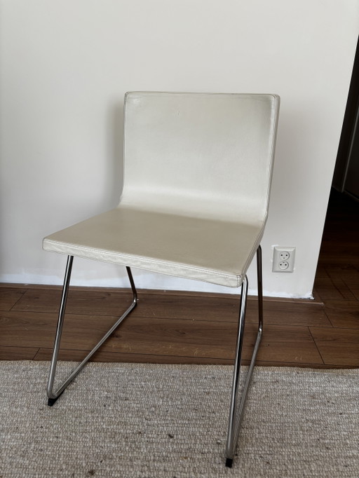 5 Wit Lederen IKEA Bernhard Stoelen – eetkamerstoelen, Leather, Metal