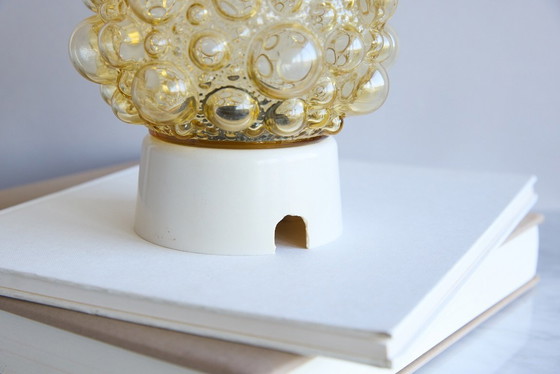 Image 1 of Tynell Bubble Ceiling Lamp Amber Glass White Base