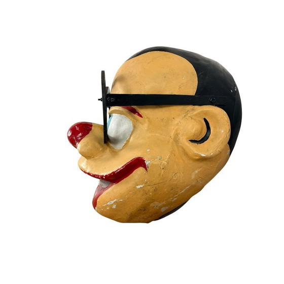 Image 1 of Testa da clown da carnevale vintage – grande decorazione in fibra di vetro per sfilate