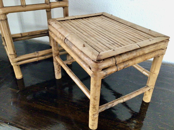 Image 1 of Set of 2 rattan side tables from the mid-20th century