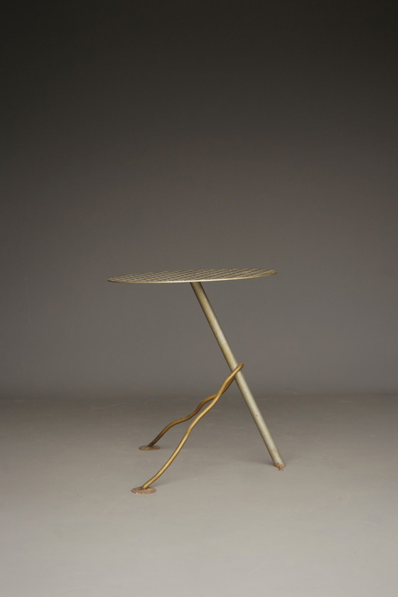 Image 1 of Postmoderne industriële metalen tuintafel, jaren 1980