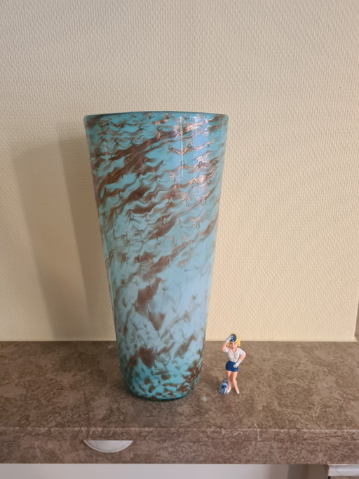 Murano Vase AVEM Bullicante 1950-1955 - Handblown Glass / Handmade Glass Gold Avventurina – vazen, Copper