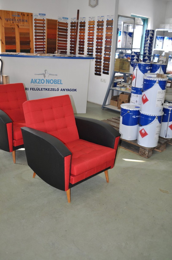 Set of Vintage Red & Black Lounge Chairs, 1960s – Chairs and lounge chairs (photo 5 of 7)