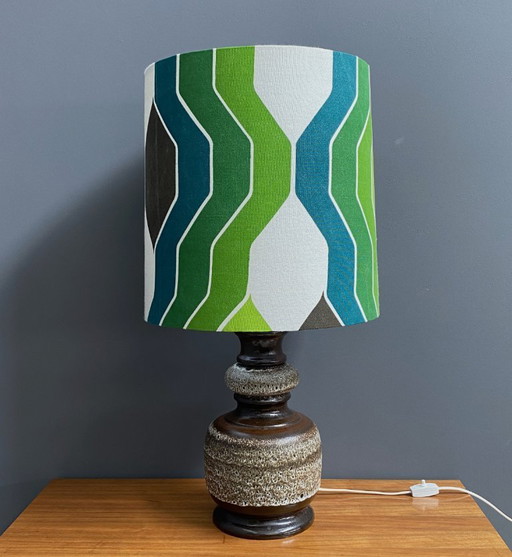 Lampada da tavolo in ceramica con paralume verde di Hustadt-leuchten, anni '70.