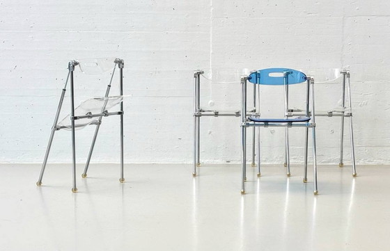 Image 1 of Set of 4 folding chairs made of acrylic by Giancarlo Piretti for Castelli, 1980s