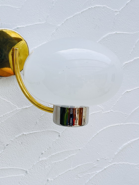 Image 1 of Doppia applique in ottone opalino