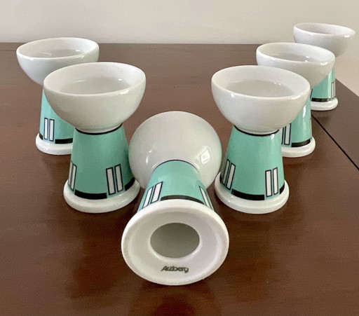 Arzberg Cult Focus postmodernes Bauhaus-Eierbecher-Set mit Salzmühle