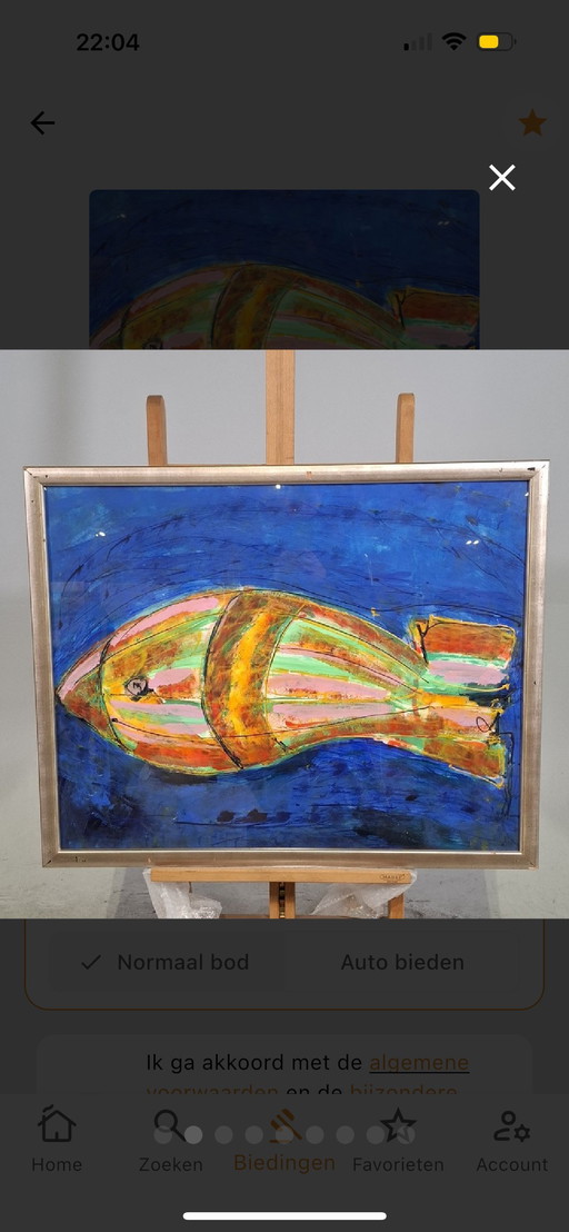 Maya Wildevuur - original work - acrylic painting - framed - 90x70 cm - Fish