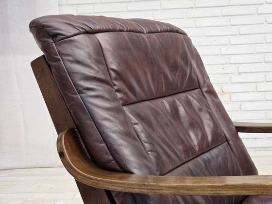 1970s, Scandinavian Armchair, Brown Furniture Leather. – Wood (photo 3 of 19)