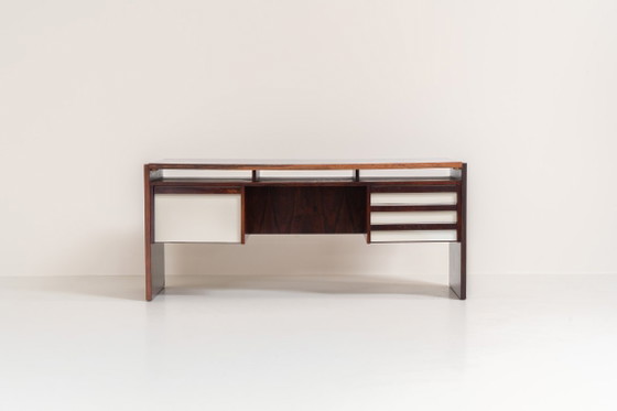 Rare double-sided “Vario” desk by Werner Wölfer for V-Form (Belgium, 1960s)., V Form, Wood, Brown, Vintage (photo 2 of 24)