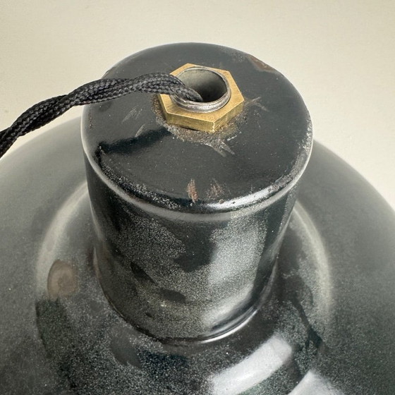 Image 1 of Antique enameled industrial workshop pendant light, 35.5 cm