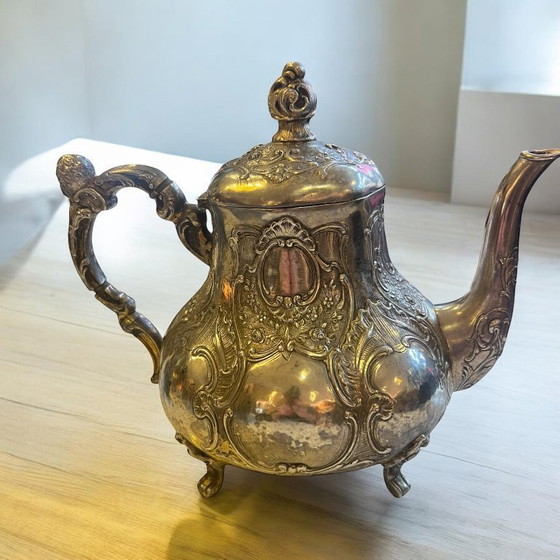 Image 1 of Teiera barocca in argento massiccio 800, punzonata, made in Germany 1900-1920 ca.