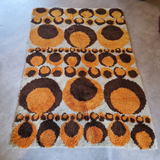 70s vintage space age wool rug