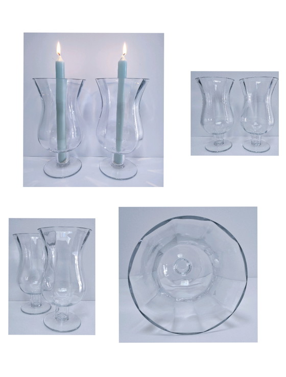 Image 1 of Pair of tall candlesticks Glass France Early 20th century