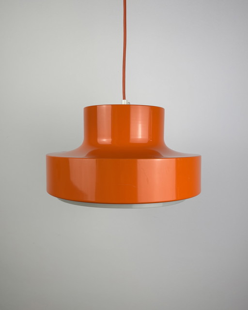 Orange Vintage Lamp, Danish Minimalist Pendant lamp, Space Age, Metal, Plastic, 1970s, Mid Century, UFO, 70s Scandinavian design